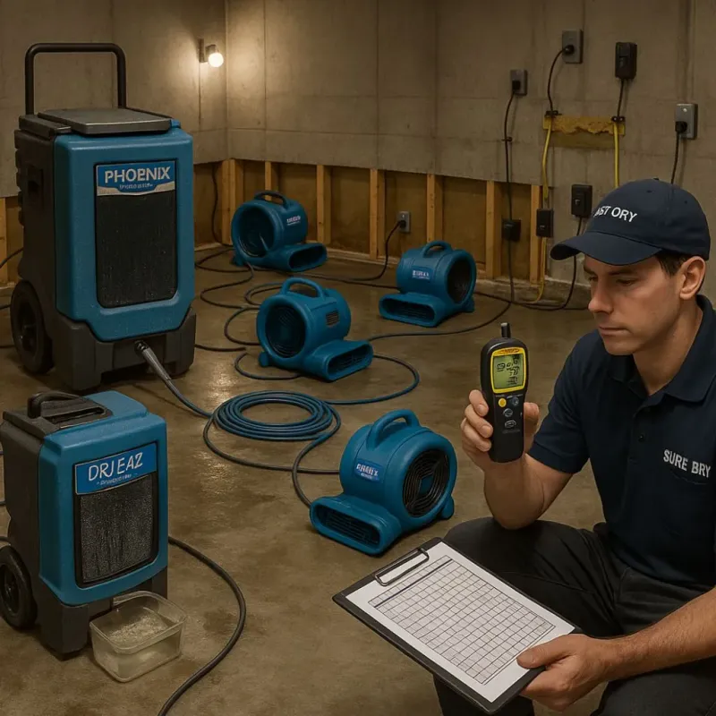 Structural Drying and Dehumidification process in Parker, TX